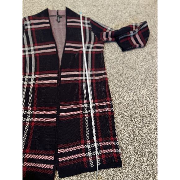 MOON & MADISON Windowpane Plaid Open Knit Cardigan Sweater—SZ. Small - Picture 6 of 7